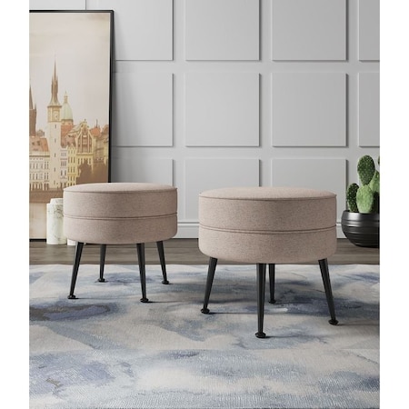 Manhattan Comfort Bailey Ottoman in Oatmeal with Black Feet, 2PK 2-OT003-OTB